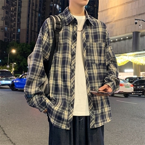 控价59港风格子衬衫宽松外套男女衬衣百搭格子外套CS2401 P35图片