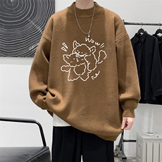 半高领毛衣男大码胖子针织衫毛线衣M18427-P45加绒款-P65，男装针织衫/毛衣，电商A040
