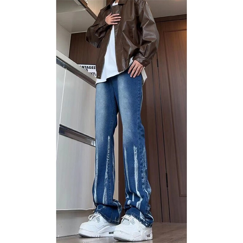 美式ins高街hiphop微喇扎染牛仔裤货号K2313P55控78,男装牛仔裤,电商A063