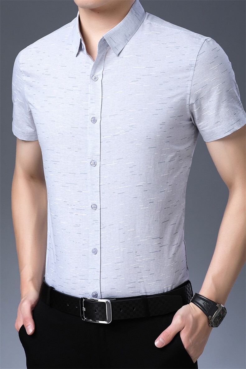 C6110衬衫男2021年夏季新款男式短袖衬衫男商务休闲高端男装P55,男装衬衫,电商B360