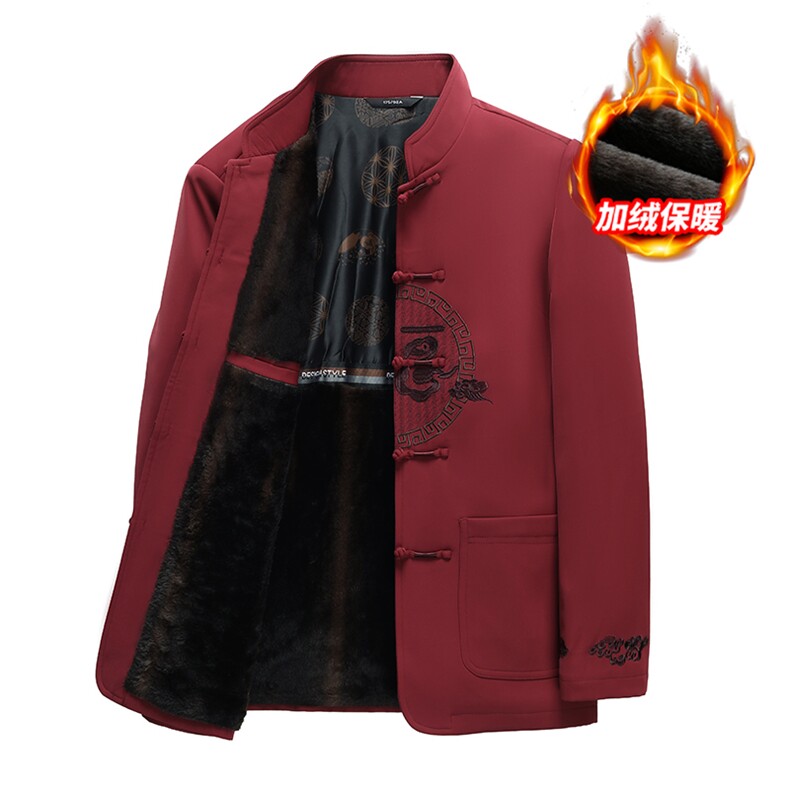 长期有货新款中年风唐装棉服男中山装盘扣棉袄男外套复古棉衣,男装棉衣,钱塘723