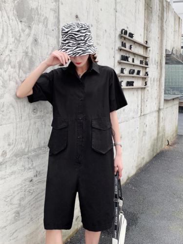 2021年A8812连体裤女宽松抽绳收腰大码休闲五分裤阔腿裤,女装连体裤,衣宫主