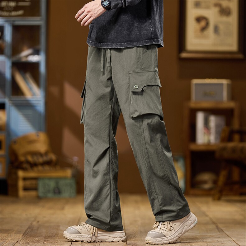 【现货】秋季美式户外工装裤冲锋裤松紧腰宽松阔裤休闲裤8015-P46,男装工装外套,星座1006-1