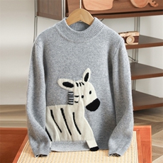 2025时尚百搭通勤简约休闲加厚斑马羊毛衫，童装儿童羊毛衫，牧皓研