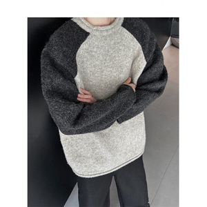 DU86-P65高质量针织圆领毛衣男秋冬新款复古慵懒风潮牌-网图现货图片