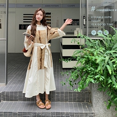 法式复古气质女神范连衣裙女夏新款设计感假两件显瘦赫本风长裙，女装连衣裙，2C108