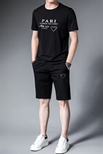中年夏天新款冰丝短袖t恤速干短裤男士休闲运动套装时尚百搭男装，男装T恤，电商B212（原钱塘6029）