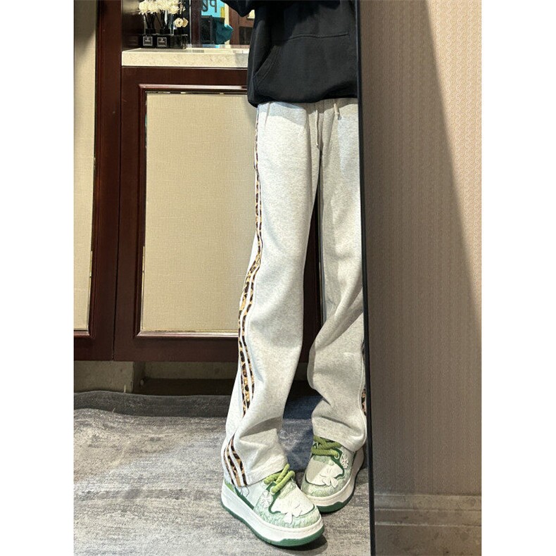 【有货】JRK83LL-特P45加绒豹纹三条杠裤子男加厚条纹卫裤,男装休闲裤,星座1007（原301D）