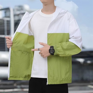 新品夏薄款外套男防风衣连帽夹克宽松大码运动休闲跑步防晒衣情侣图片