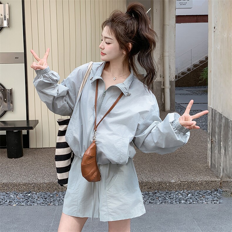 休闲防晒套装2025夏新款防晒衣短裙两件套,女装套装/套裙,纯色衣恋