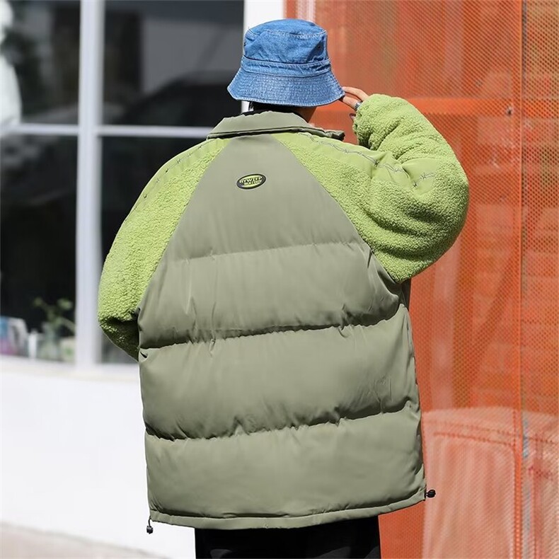 美式羊羔绒棉服拼接棉衣外套男女潮牌加厚保暖棉袄冬季MY8022-P96,男装棉衣,星座1008-1