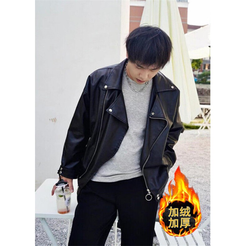 PU皮外套男士春秋季高级感痞帅机车夹克宽松休闲百搭皮衣PW26,男装夹克,星座1116A（原606A-3）