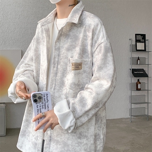 8XL-M秋冬款加绒加厚衬衫男做旧脏脏保暖外套大码衬衣CS29002P65图片