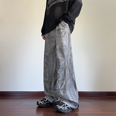 抖音品质美式高街做旧复古脏脏宽松牛仔裤B315-K137-特p45控88，男装牛仔裤，电商B315