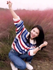 时尚百搭女士秋冬简约羊毛衫羊毛蓝红条纹宽松显瘦毛衣，女装羊毛衫，千御纺羊绒