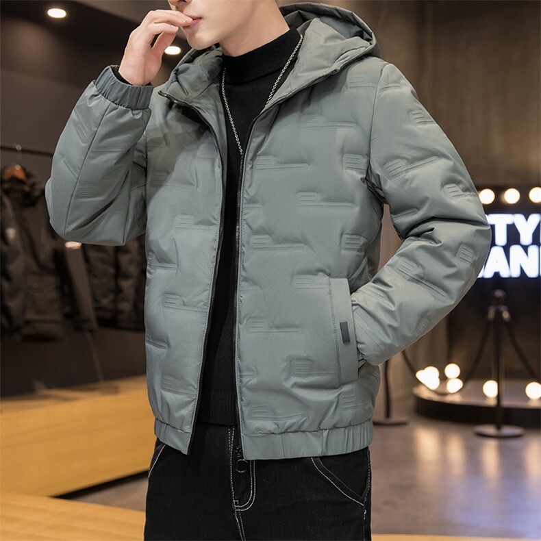 现货足主推短款连帽压花轻薄学生夹克羽绒服面包服班服团体服,男装羽绒服,星座301D-5(原星座1415）