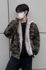 冬季重磅新立领迷彩座山雕棉衣男装痞帅毛毛领棉服外套S377-特125，男装棉衣，电商A233-1