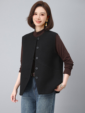 2025年夏季简约时尚潮流简约马甲短袖中长款无袖外套马甲，女装马甲，江忆布依
