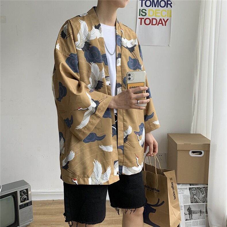 夏大码风港风外套防晒服和服开衫薄款道袍披风汉服潮F12/P40,男装防晒衣,电商A221A