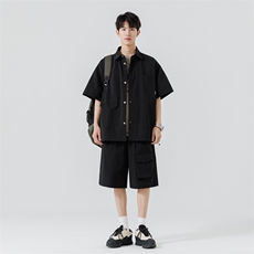 短袖衬衫男新款夏季薄款透气搭配套装短裤宽松翻领衬衣TZ069-P88，男装牛仔裤，星座308B-2