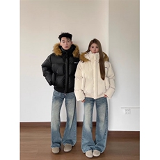 网图得物质量美潮PU蛋白皮毛领棉服外套W1829/特P113，男装棉衣，电商B350