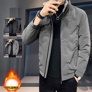 2186 P165 冬季男士毛领轻薄羽绒服中老年外套防寒保暖外衣图片