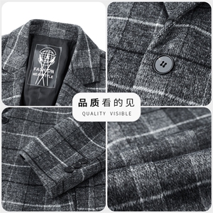 常年货秋冬双面呢中长款羊毛呢大衣中青年男装休闲羊毛呢外套图片