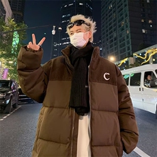 冬季复古高街灯芯绒拼接加厚棉服男潮牌宽松帅气休闲保暖百搭棉衣，男装棉衣，星座410-6（原星座1304-1）