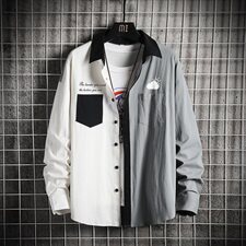 拼色衬衫男长袖宽松休闲百搭韩版潮流时尚衬衣DS937T，男装衬衫，电商A102