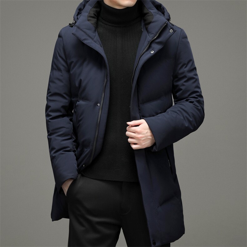 新款冬季连帽羽绒服男装保暖白鸭绒外套中年爸爸装YYYR305-P345图片