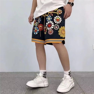2025新品设计感裤子小众刺绣金线太阳花短裤男夏季宽松休闲短分裤图片