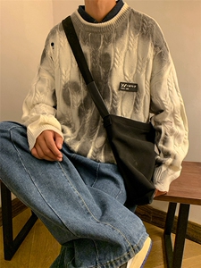 秋季男女设计感扎染破洞针织衫扭花慵懒风渐变毛衣MY203-P88控108图片