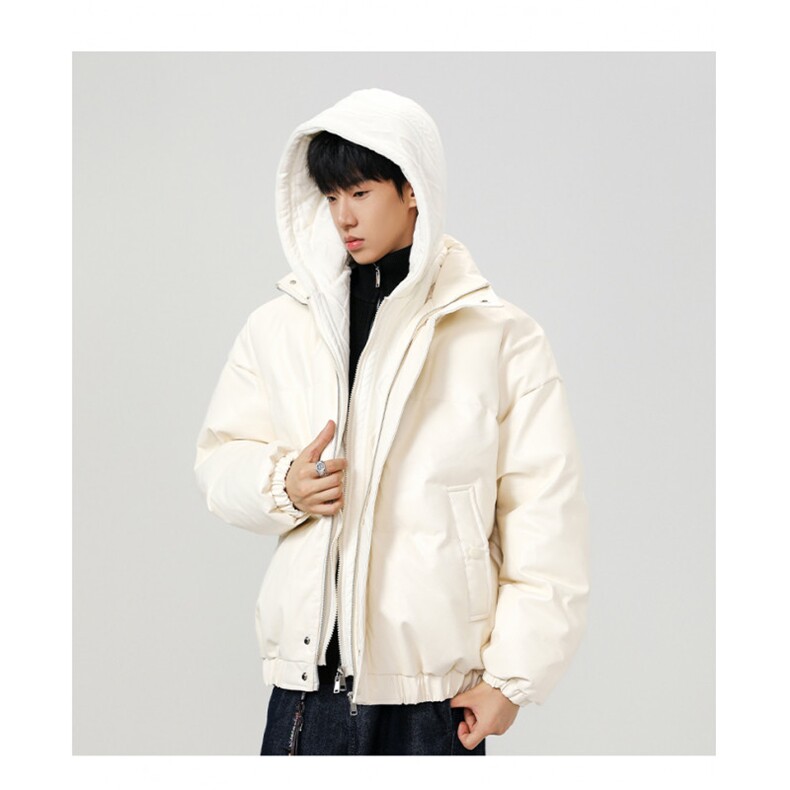 现货 假两件pu皮衣棉服外套男冬季新款加厚美式高街棉衣M106-P120图片