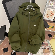 山系户外情侣冲锋衣春秋季宽松连帽防风外套男士痞帅潮牌工装夹克，男装夹克，星座1013