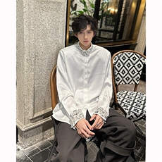 现货！25春季男士重工珠片刺绣设计感垫肩醋酸衬衫CS126-P118，男装衬衫，电商B288