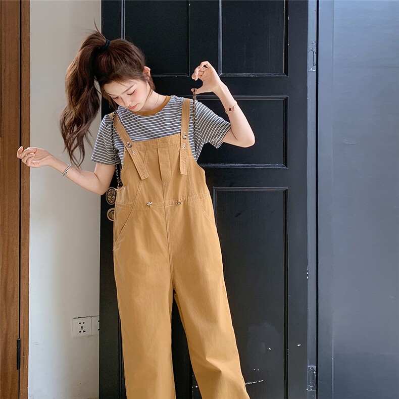 现货新款背带裤加条纹T套装P145-K198,女装套装/套裙,2C299