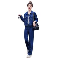 欧货潮流高端工装牛仔套装女2025春秋新款时髦休闲减龄气质两件套，女装套装/套裙，印象茜