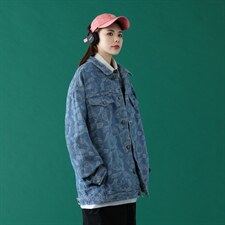 2024春装新款大码腰果花男士牛仔夹克情侣牛仔外套JK205-P85，男装夹克，电商A158-1