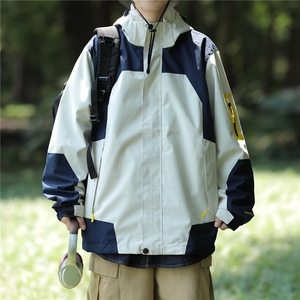 美式冲锋衣夹克男韩版潮流拼色连帽高街2023秋冬ins外套W5159-P63