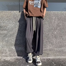 宽松ins潮流阔腿裤日系百搭垂坠感长裤WK56P38，男装休闲裤，星座1116-2
