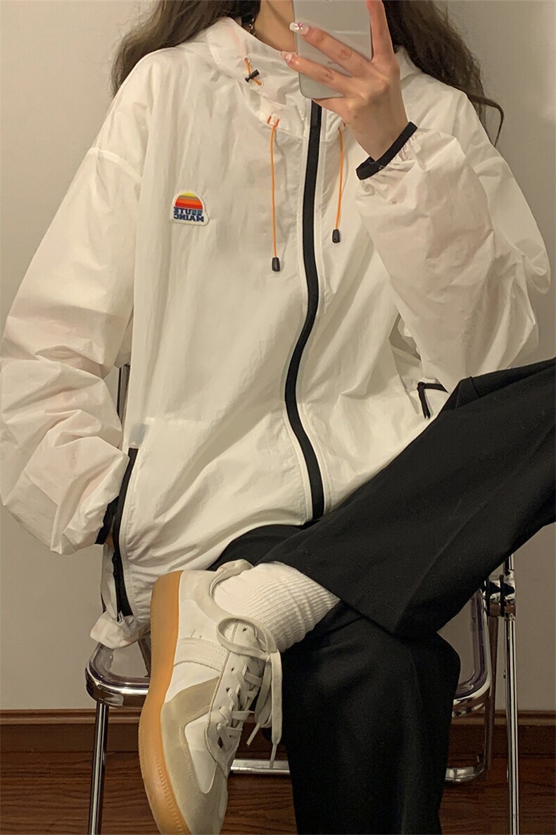 1中性风黄灯撞色彩虹硅胶点缀大码M-5XL潮牌防晒服FS77001P65控88,男装防晒衣,星座226-2