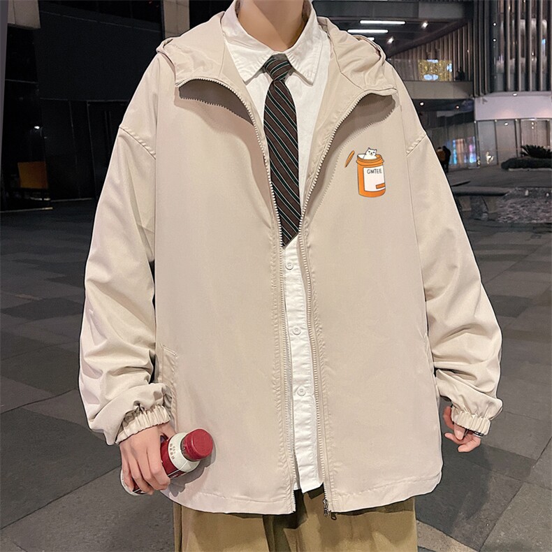 ！港风风衣男短款长袖夹克男休闲外套男上衣男DJK55-P45图片
