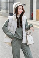 2020冬装新款棉服女短款韩版三件套马甲套装女，女装棉衣/棉服，瑶迪依秀