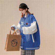 ！秋季新品玫瑰十字架ins潮牌印花棒球服夹克G73-P65控98--，男装夹克，A247A