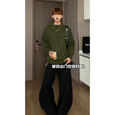 男冬宽松oversize慵懒内搭外穿毛衣半高领复古日系上衣HY895TP60，男装针织衫/毛衣，电商A102B