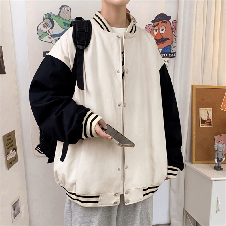 J1901P30室内港风秋季新款棒球领夹克情侣棒球服糖果色外套,男装夹克,电商A026-1