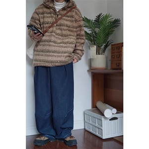 B12-P61 2025新款秋冬毛呢连帽卫衣男女日系潮牌宽松休闲图片