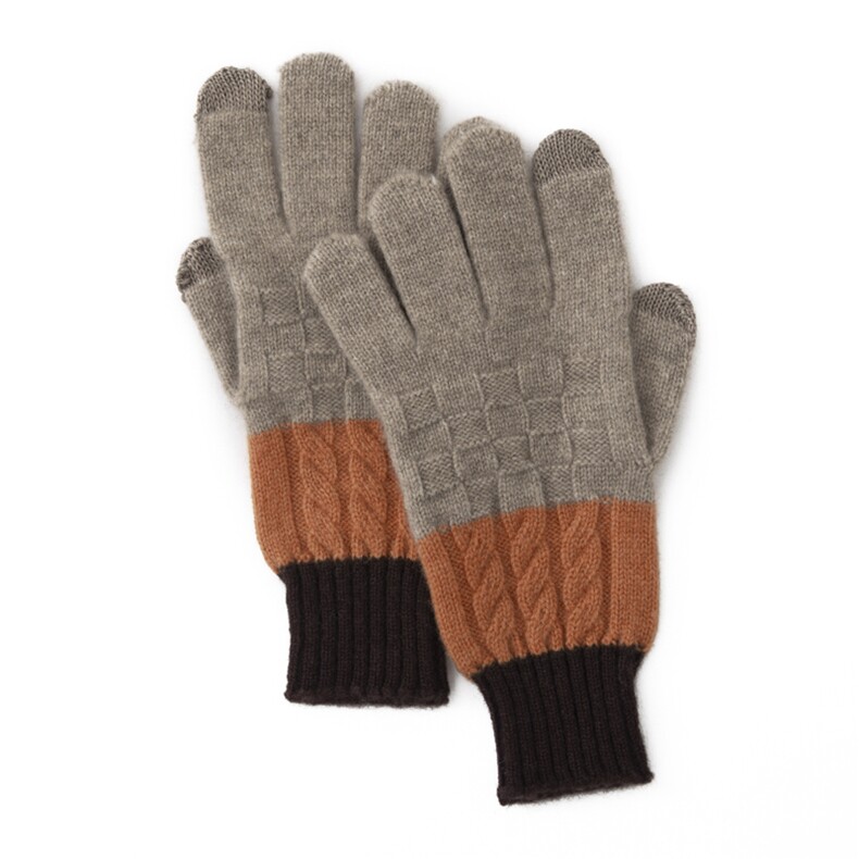 2025年秋季新款百搭女士双股加厚保暖撞色分指手套，手套，窄众羊绒