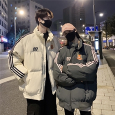 情侣冬装港风织带棉服刺绣logo棉衣休闲加厚外套男G1105P118，男装棉衣，电商A339