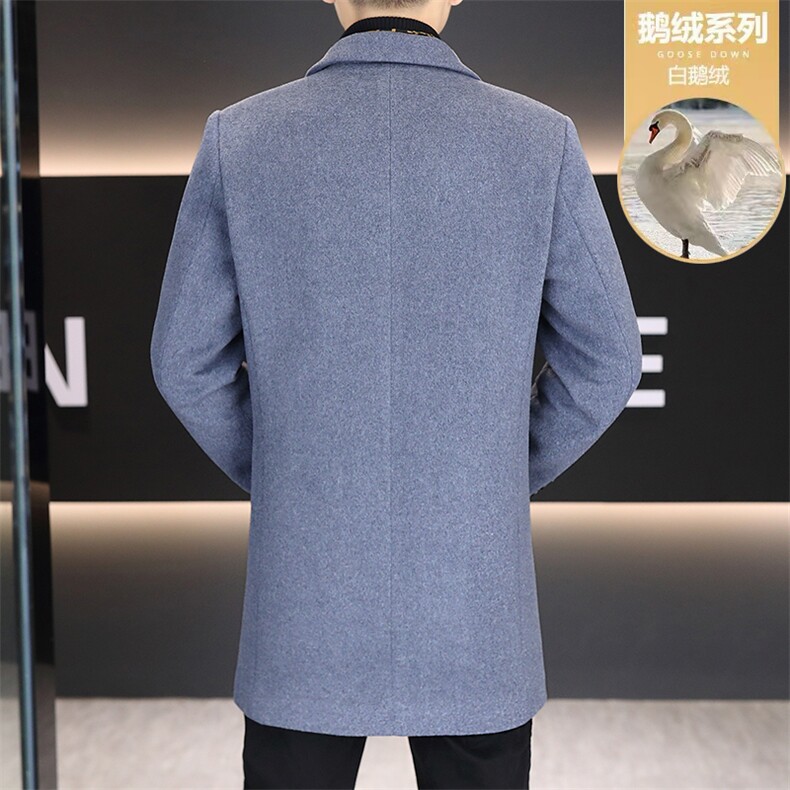 毛呢外套标鹅绒鹅绒内胆中长款羊毛外套男加厚羽绒服N7931-P230,男装羽绒服,星座310B-3
